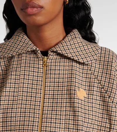 Patou Houndstooth Wool-blend Flannel Bomber Jacket In Beige