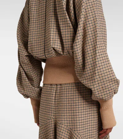 Patou Houndstooth Wool-blend Flannel Bomber Jacket In Beige