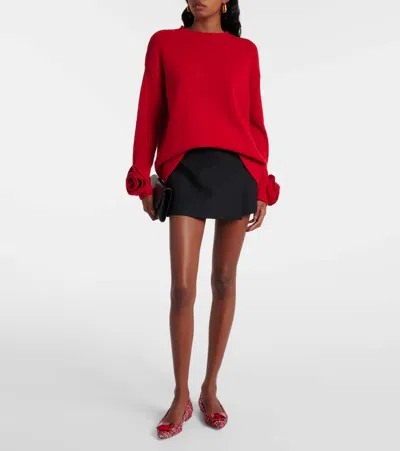 Gianvito Rossi Embellished Bouclé Ballet Flats In Red