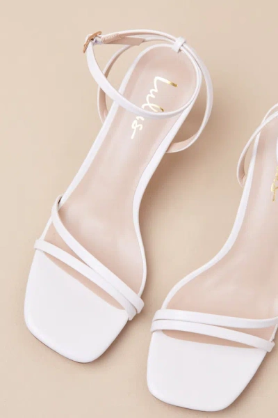 Lulus Loxley White Ankle Strap High Heel Sandals In White