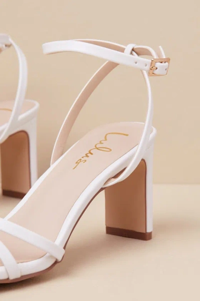 Lulus Loxley White Ankle Strap High Heel Sandals In White