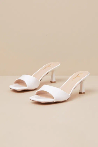 Lulus Honorine White Patent High Heel Slide Sandals In White