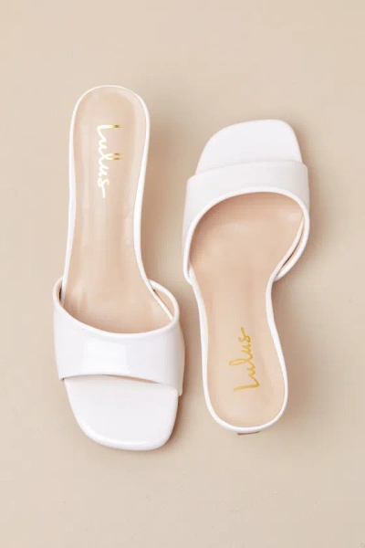 Lulus Honorine White Patent High Heel Slide Sandals In White