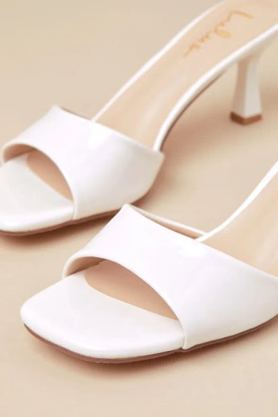 Lulus Honorine White Patent High Heel Slide Sandals In White