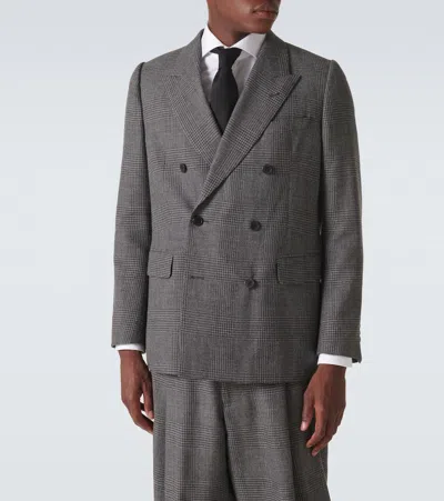 Shop Dries Van Noten Double-breasted Wool Blazer In Grey