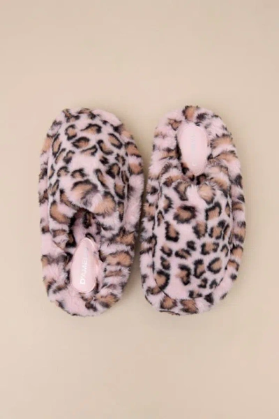 D'amelio Footwear Socozee Mauve Multi Leopard Faux Fur Flatform Slippers In Mauve