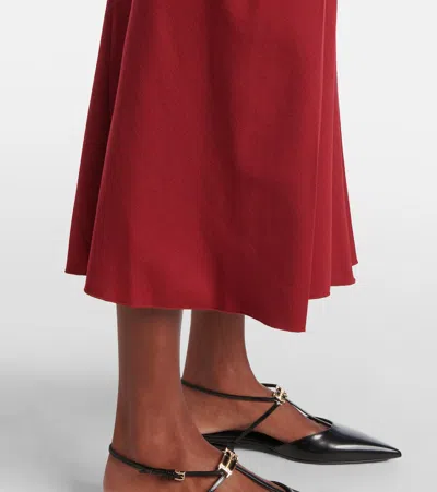 Victoria Beckham Gathered Wool-blend Midi Dress In Brown