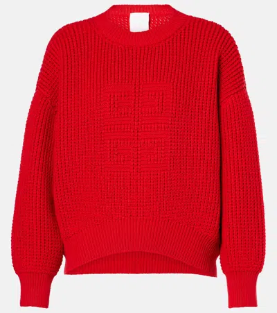 Shop Givenchy 4g Waffle-knit Wool Sweater In Red