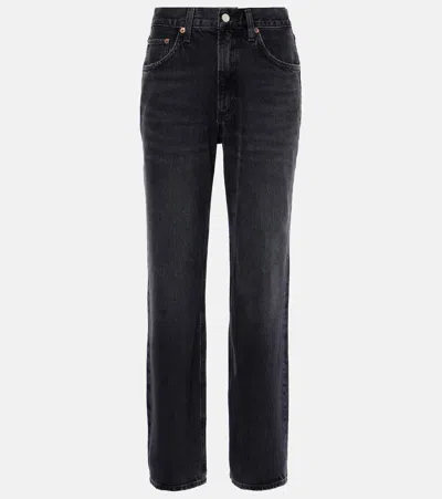 Agolde Organic-cotton Straight-leg Jeans In Black