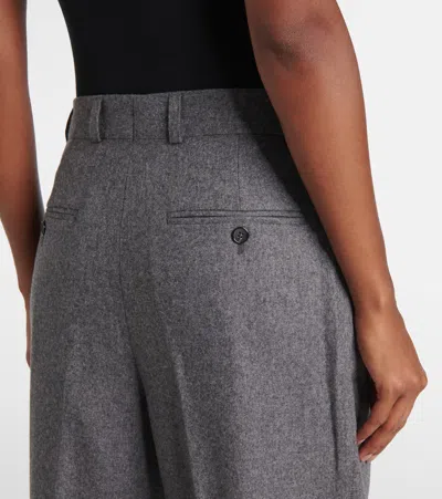 Totême Pleated Wool Blend Straight Pants In Grey