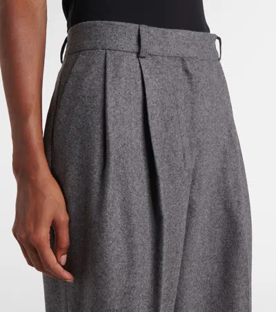 Totême Pleated Wool Blend Straight Pants In Grey