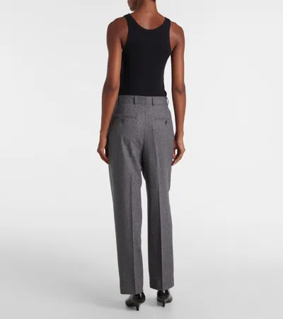 Totême Pleated Wool Blend Straight Pants In Grey