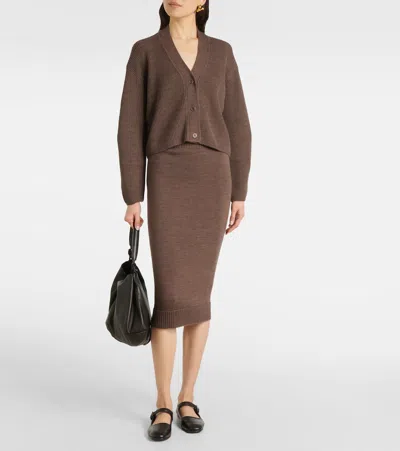 Max Mara Cotton With Denim Effect Long Skirt In Brown