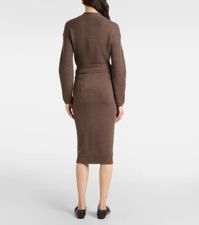 Max Mara Cotton With Denim Effect Long Skirt In Brown