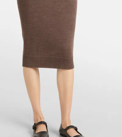 Max Mara Cotton With Denim Effect Long Skirt In Brown