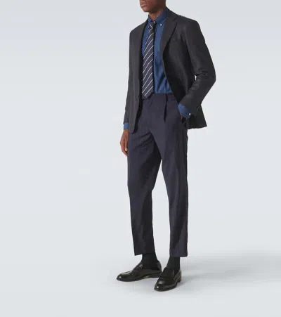 Shop Canali Kei Silk And Cashmere Blazer In Blue