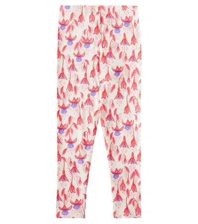 Mini Rodini Fuchsia Cotton-blend Leggings In Multicoloured