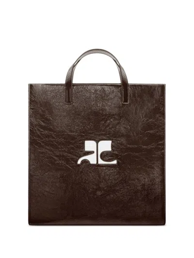 Courrèges Reedition Naplack Tote Bag In Brown