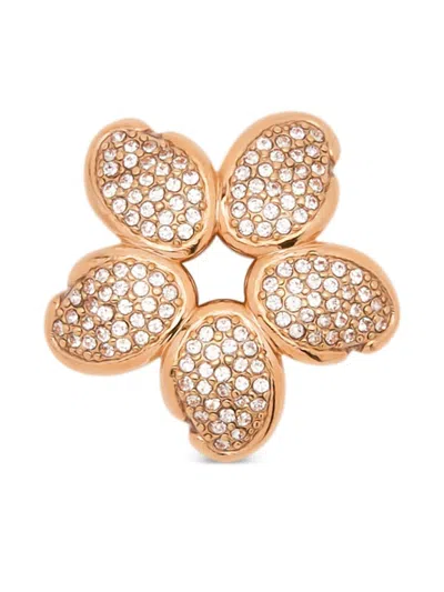 Oscar De La Renta Crystal O Flower Earrings In Pink