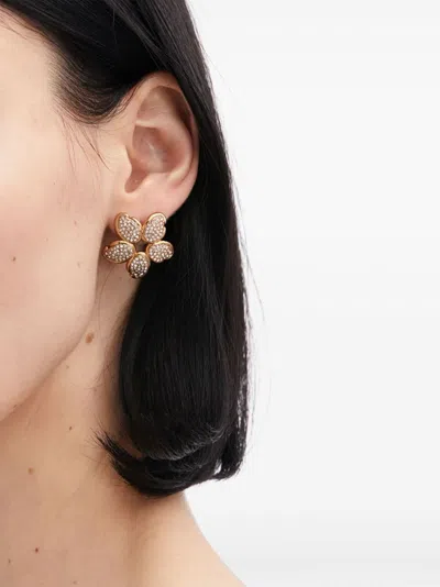 Oscar De La Renta Crystal O Flower Earrings In Pink