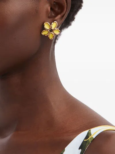 Oscar De La Renta Enamel O Flower Earrings In Yellow