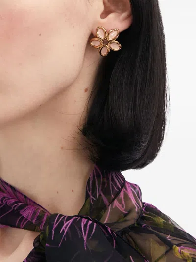 Oscar De La Renta Enamel O Flower Earrings In Gold