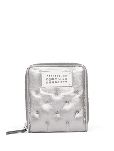 Maison Margiela Numbers-motif Leather Wallet In Silver