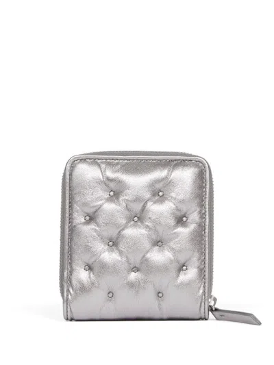 Shop Maison Margiela Numbers-motif Leather Wallet In Silver