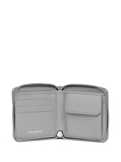 Maison Margiela Numbers-motif Leather Wallet In Silver
