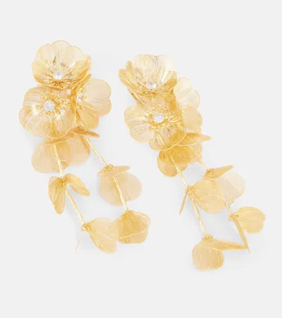 Self-portrait Embellished Gold-plated Clip-on Earrings In Gold