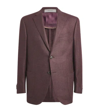 Shop Corneliani Virgin Wool Twill Blazer In Burgundy