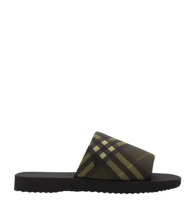 Shop Burberry Check Trek Slides In Heath Ip Check