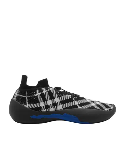 Shop Burberry Check Neptune Sneakers In Black