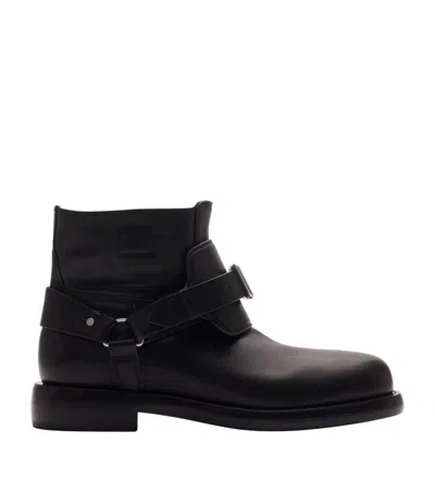 Shop Burberry Leather Cobble Boots In Black