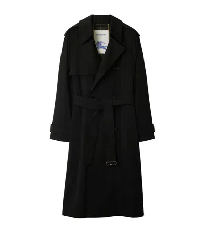 Shop Burberry Gabardine Double-breasted Trench Coat In Black