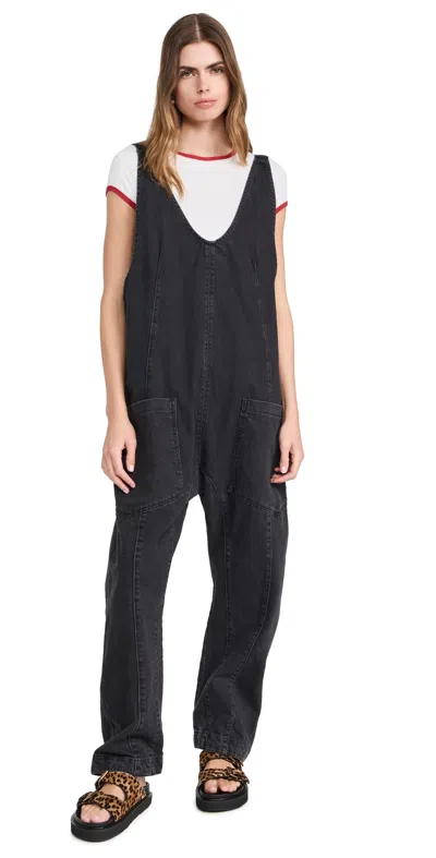 Free People High Roller Jumpsuit In Mineral Black