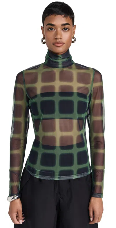 Shop Ph5 Sulley Plaid Turtleneck Top Green & Black