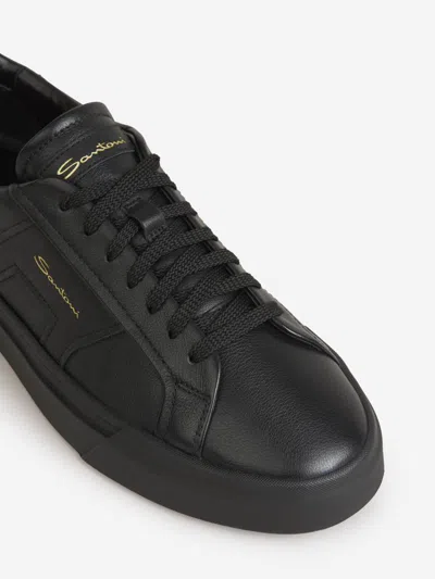 Shop Santoni Double Buckle Sneakers In Black