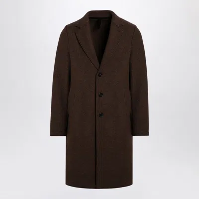 Harris Wharf London Single Breasted Coat In Virgin Wool In Brown