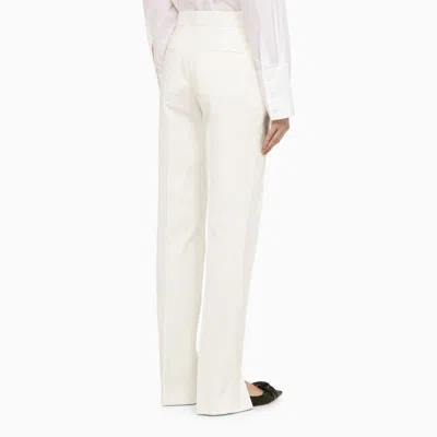 Jil Sander White Cotton Trousers With Slits In White