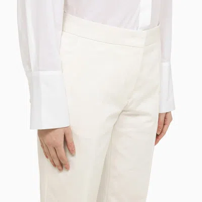 Jil Sander White Cotton Trousers With Slits In White