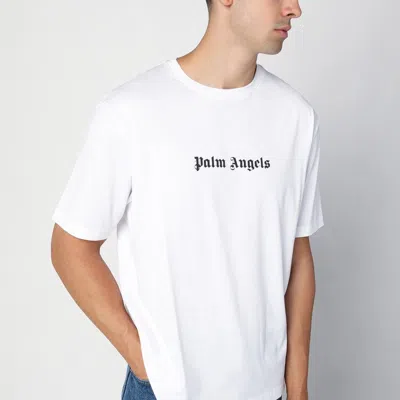 Palm Angels White Short-sleeved T-shirt With Monogram Pa Embroidery In White