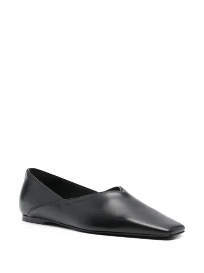 Shop Totême Everyday Leather Flats In Black