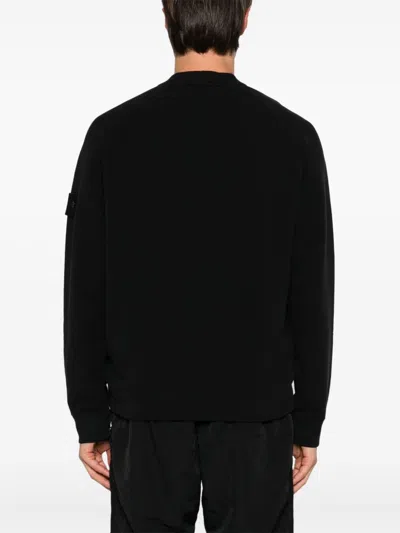 Shop Stone Island Logo Cotton Sweatshirt In Black