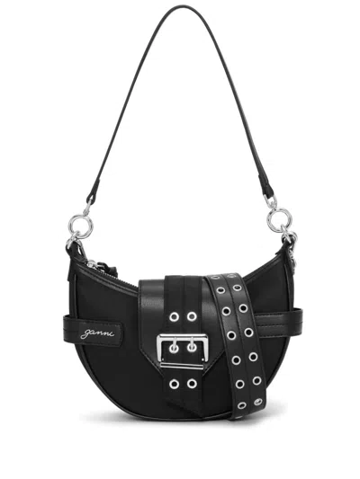 Shop Ganni Bucky Small Nylon Crossbody Bag In Black