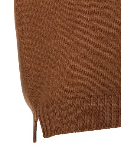 Ma'ry'ya Brown Wool Blend Crew-neck Sweater With Ribbed Hem In Brown