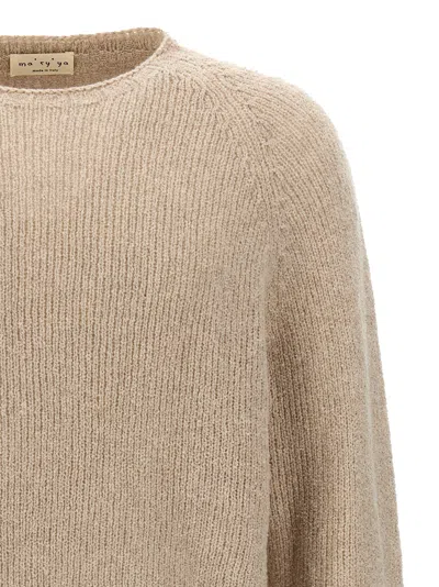 Ma'ry'ya Raglan-sleeve Wool Sweater In Beige