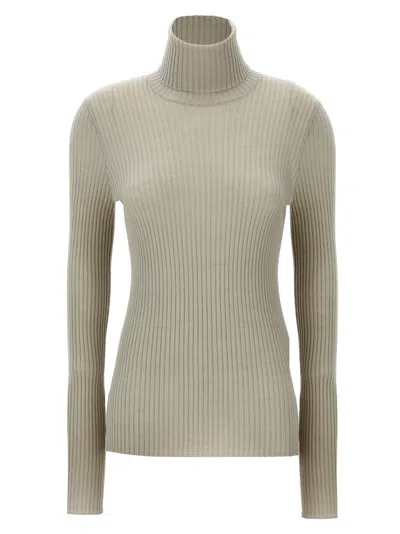 Nude Ribbed Sweater In White
