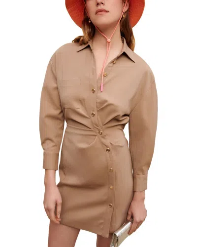 Maje Ribeige Wool-blend Mini Dress In Beige