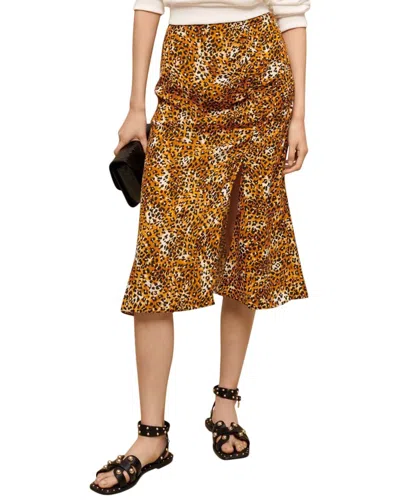 Maje Jipard Midi Skirt In Brown